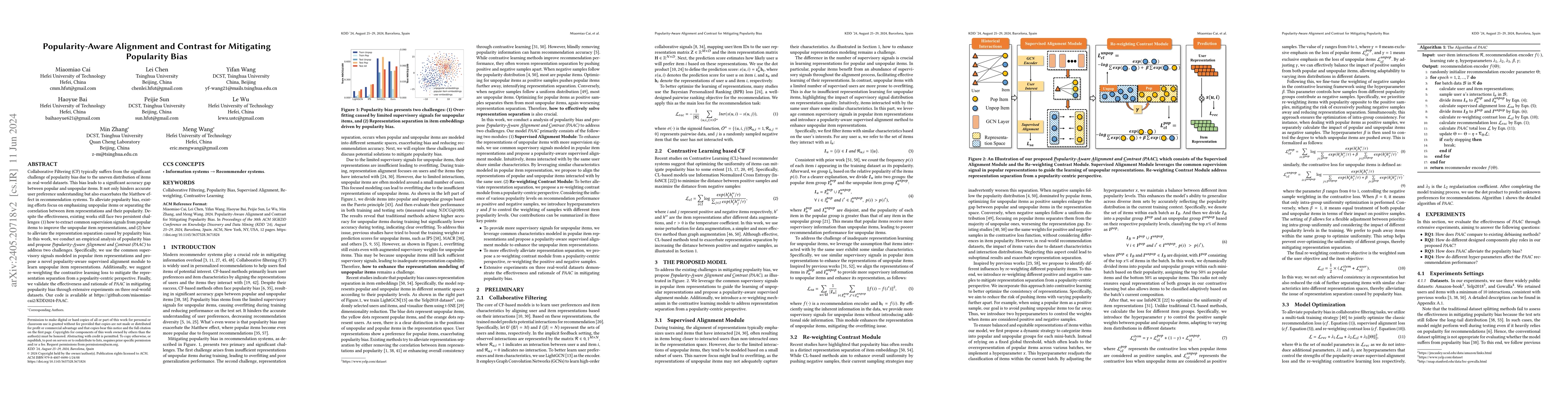Thumbnail for Popularity-Aware Alignment and Contrast for Mitigating Popularity Bias