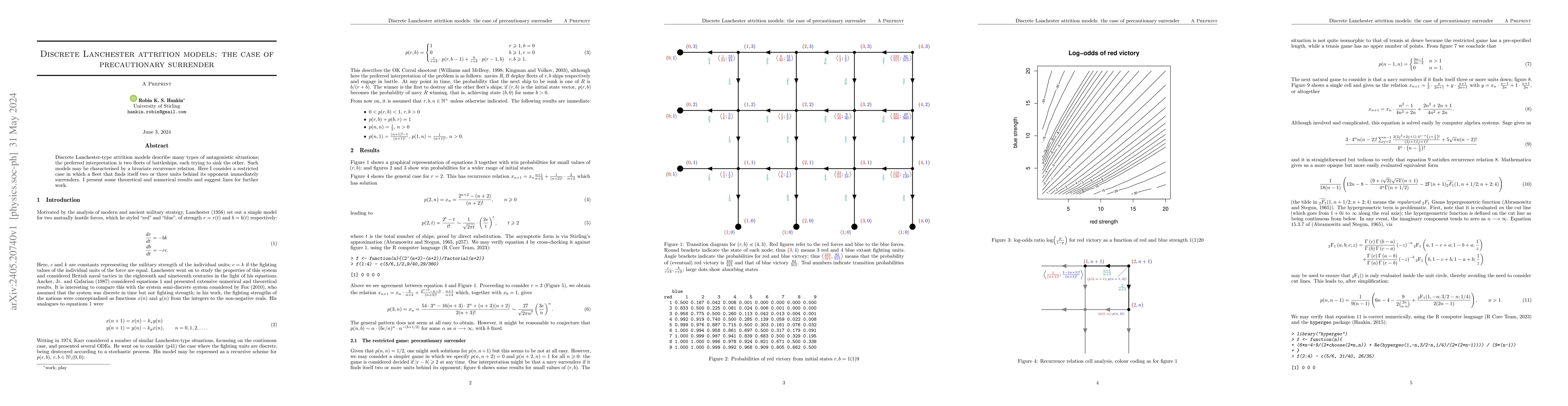 Thumbnail for Discrete Lanchester attrition models: the case of precautionary
  surrender