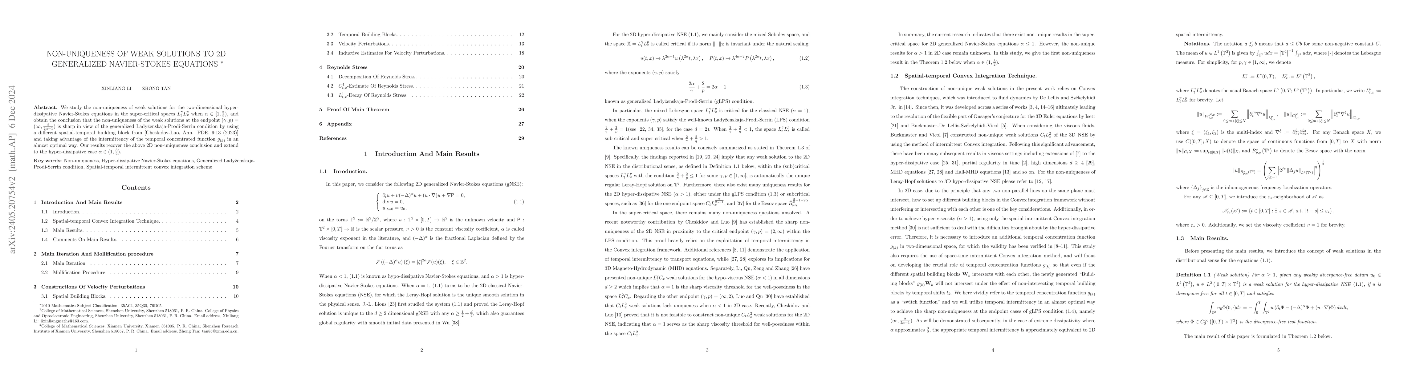 Thumbnail for Non-uniqueness of weak solutions to 2D generalized Navier-Stokes
  equations