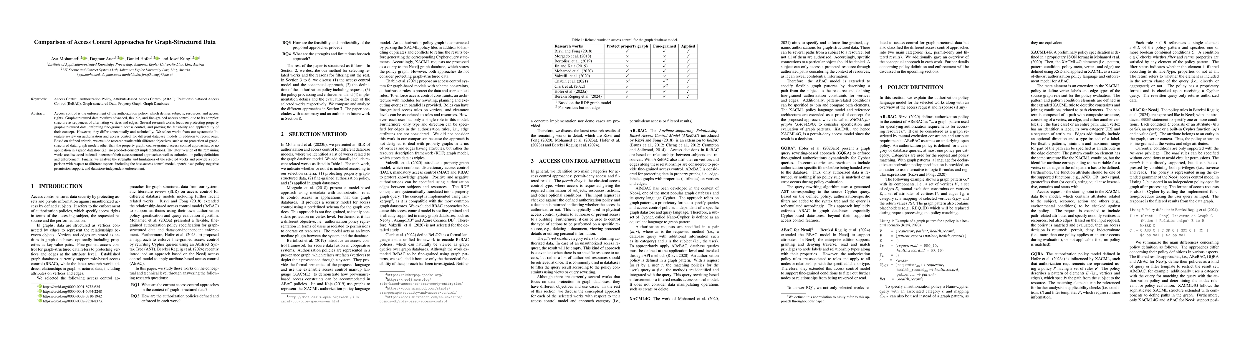 Thumbnail for Comparison of Access Control Approaches for Graph-Structured Data