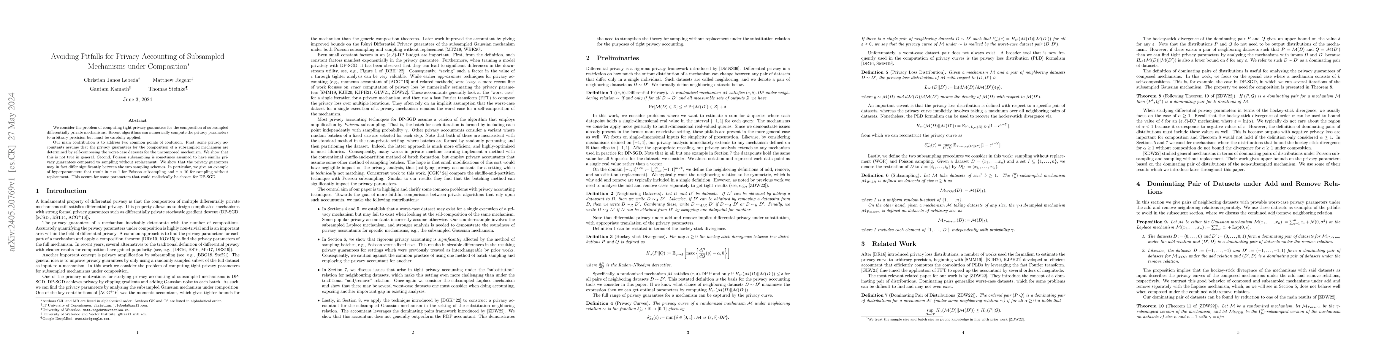 Thumbnail for Avoiding Pitfalls for Privacy Accounting of Subsampled Mechanisms under
  Composition