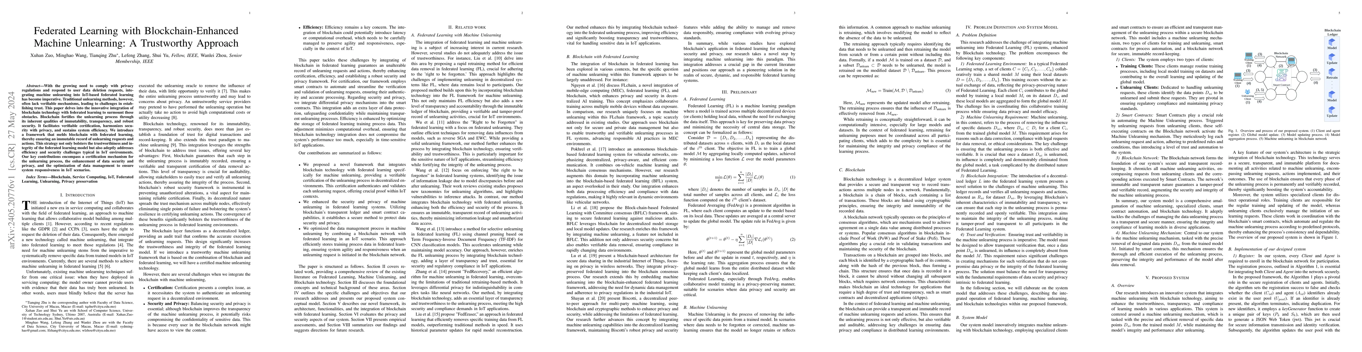 Thumbnail for Federated Learning with Blockchain-Enhanced Machine Unlearning: A
  Trustworthy Approach