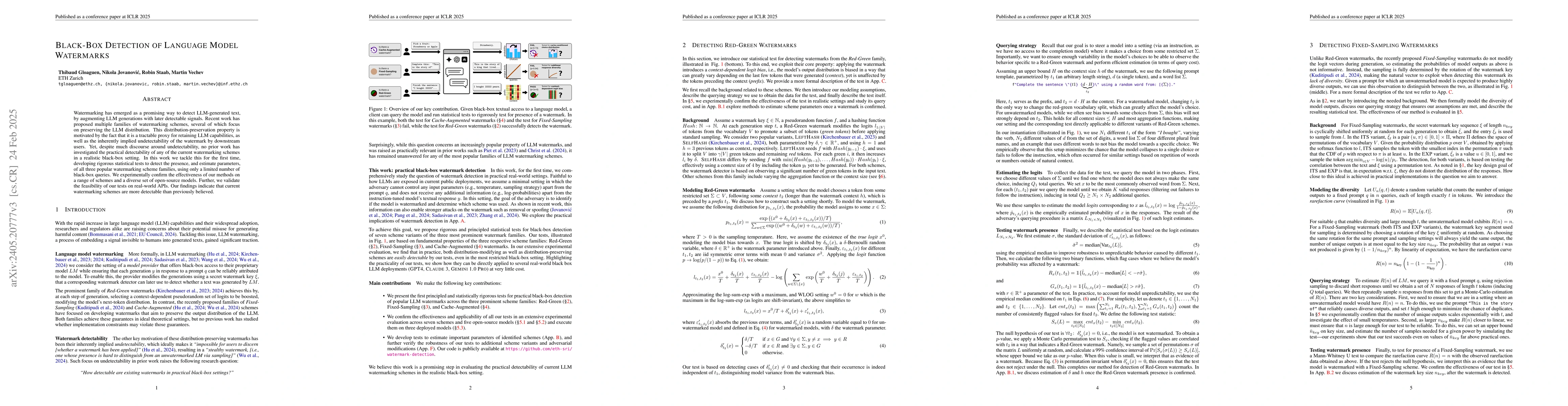 Thumbnail for Black-Box Detection of Language Model Watermarks