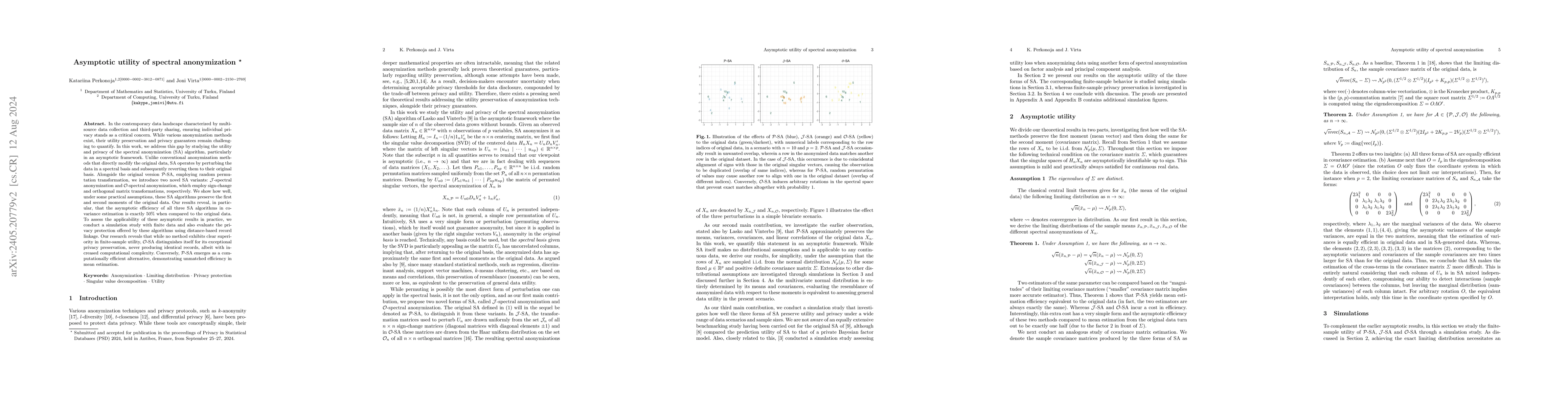 Thumbnail for Asymptotic utility of spectral anonymization