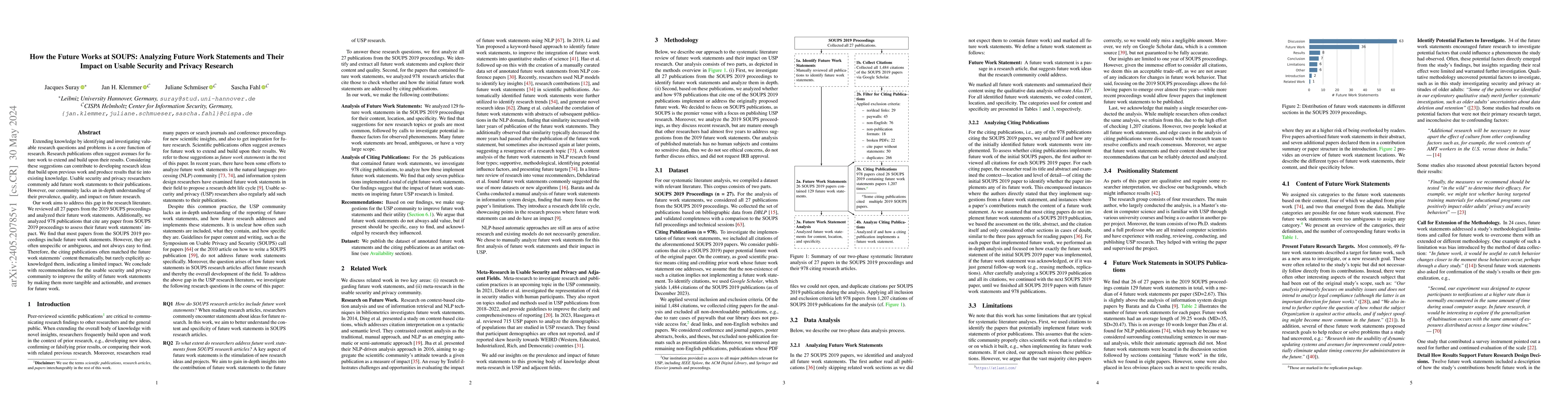 Thumbnail for How the Future Works at SOUPS: Analyzing Future Work Statements and
  Their Impact on Usable Security and Privacy Research