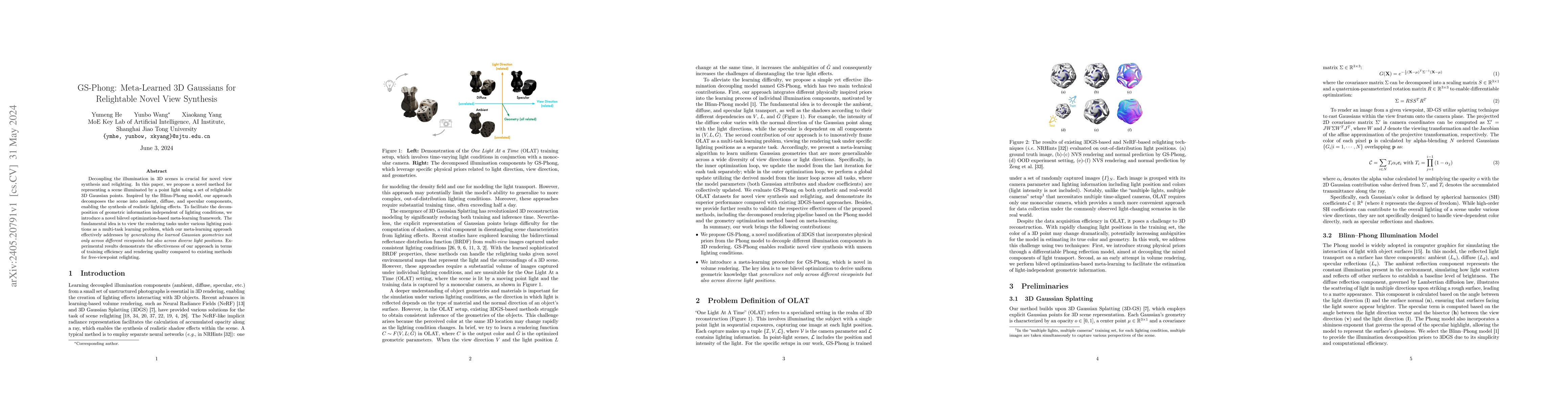 Thumbnail for GS-Phong: Meta-Learned 3D Gaussians for Relightable Novel View Synthesis