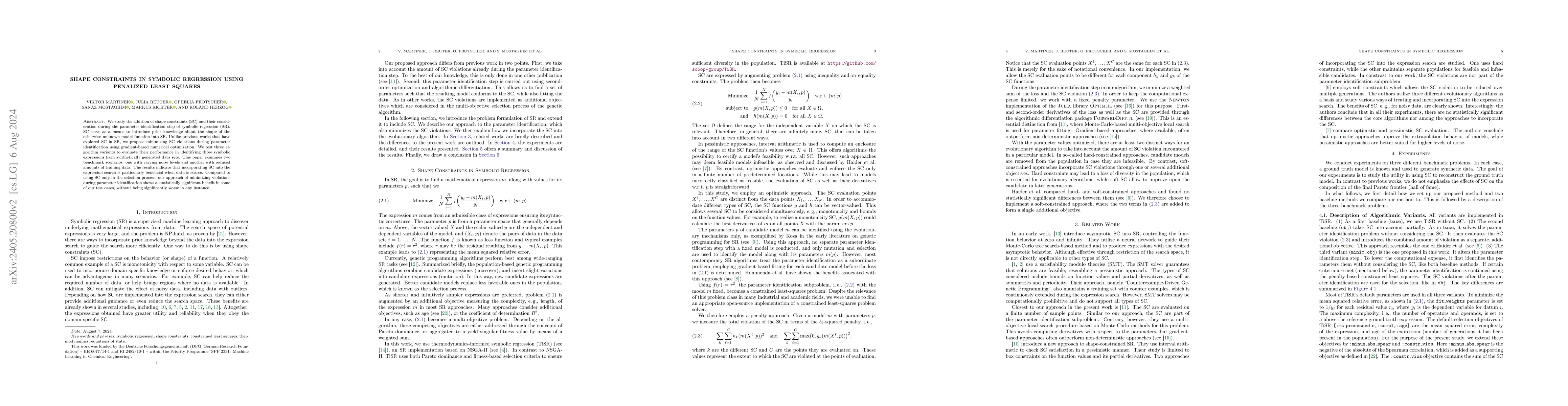 Thumbnail for Shape Constraints in Symbolic Regression using Penalized Least Squares
