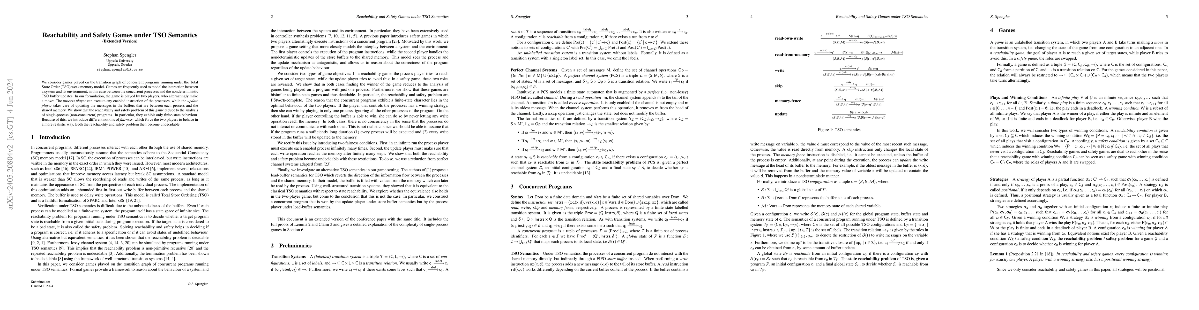 Thumbnail for Reachability and Safety Games under TSO Semantics (Extended Version)