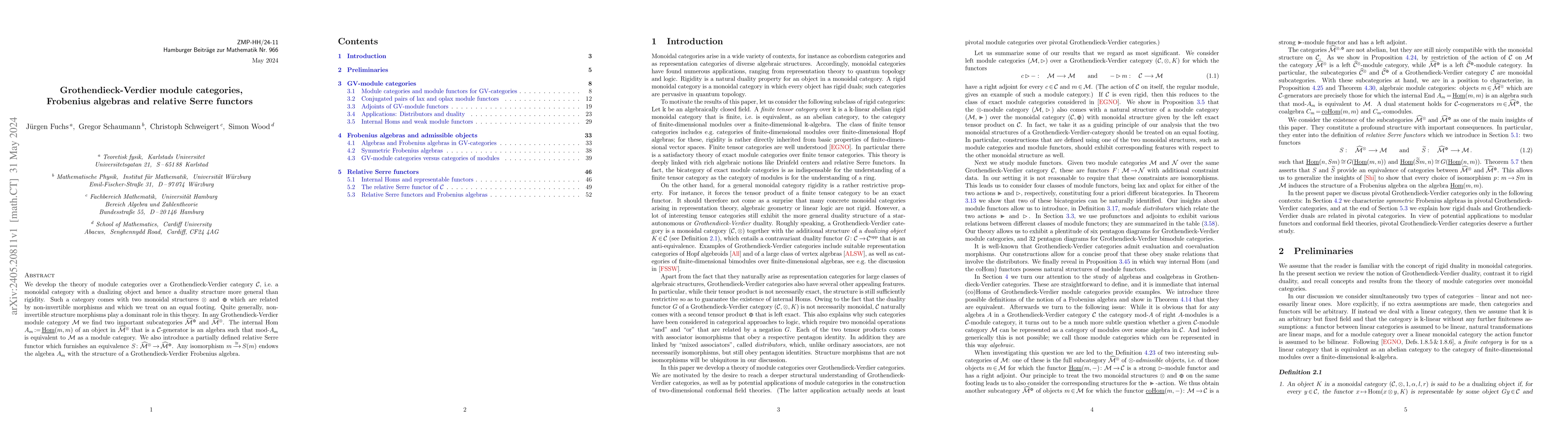 Thumbnail for Grothendieck-Verdier module categories, Frobenius algebras and relative
  Serre functors