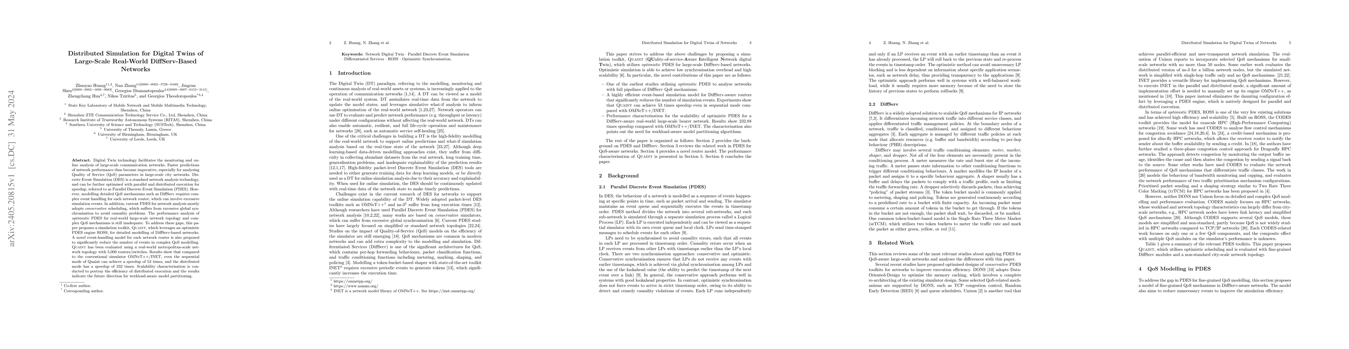 Thumbnail for Distributed Simulation for Digital Twins of Large-Scale Real-World
  DiffServ-Based Networks