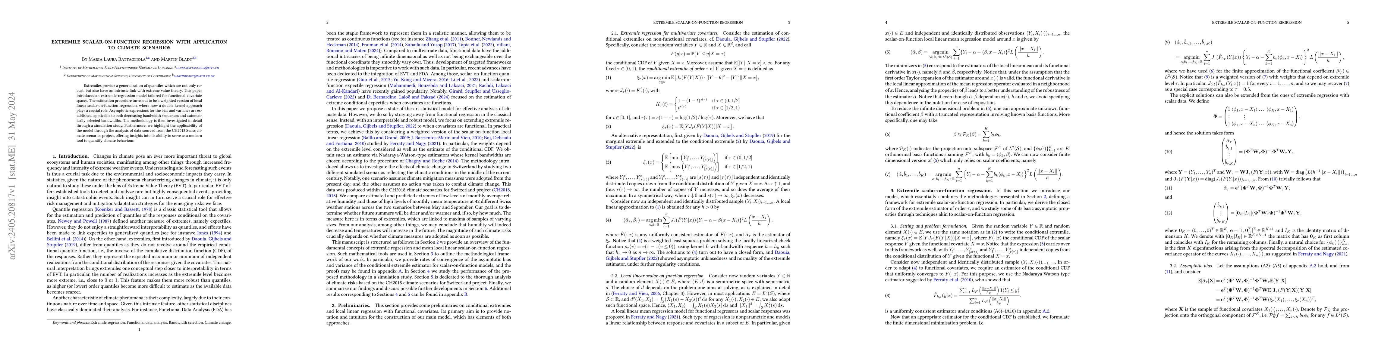 Thumbnail for Extremile scalar-on-function regression with application to climate
  scenarios