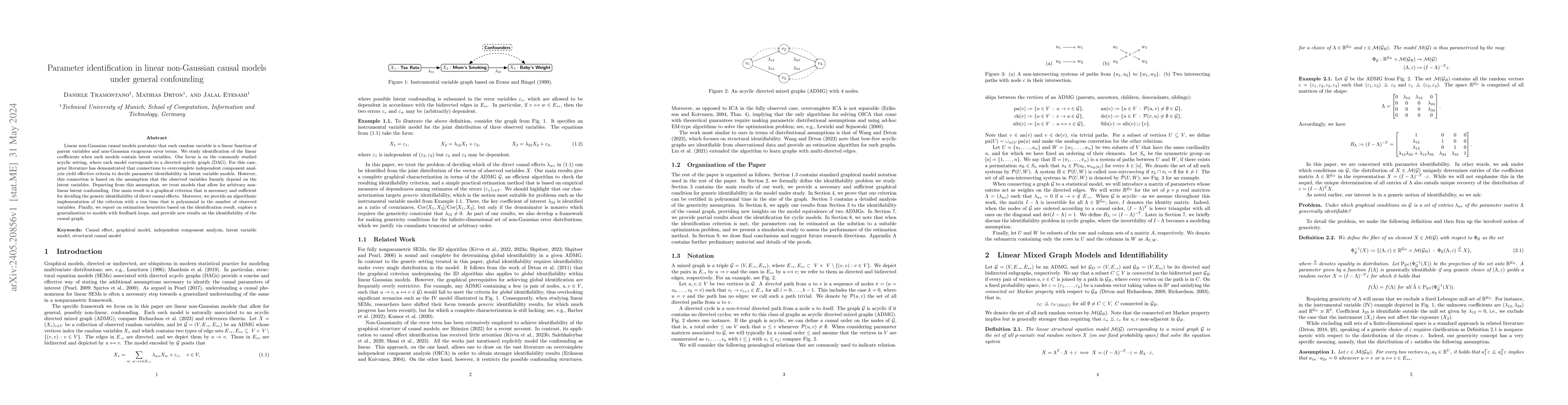 Thumbnail for Parameter identification in linear non-Gaussian causal models under
  general confounding