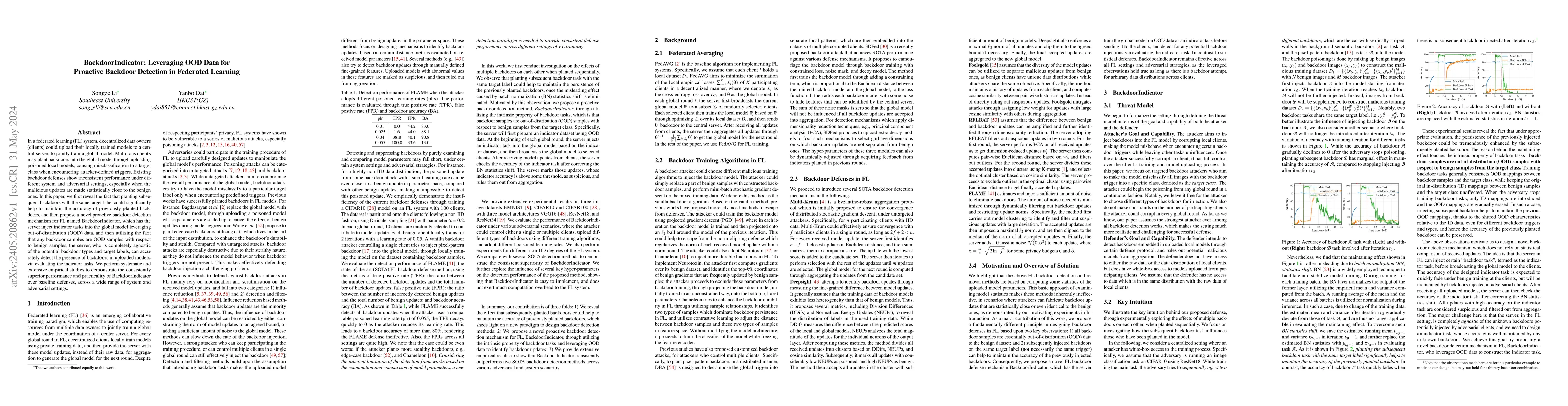 Thumbnail for BackdoorIndicator: Leveraging OOD Data for Proactive Backdoor Detection
  in Federated Learning