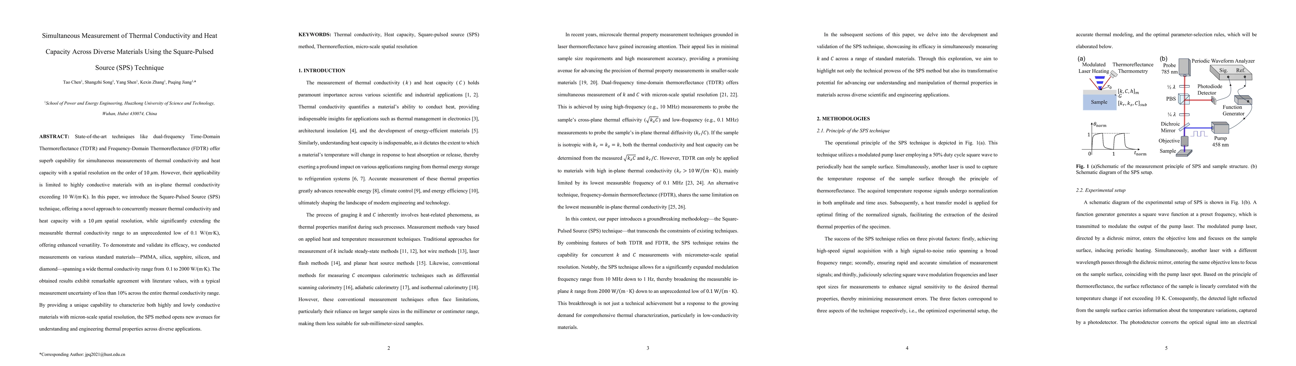 Thumbnail for Simultaneous Measurement of Thermal Conductivity and Heat Capacity
  Across Diverse Materials Using the Square-Pulsed Source (SPS) Technique