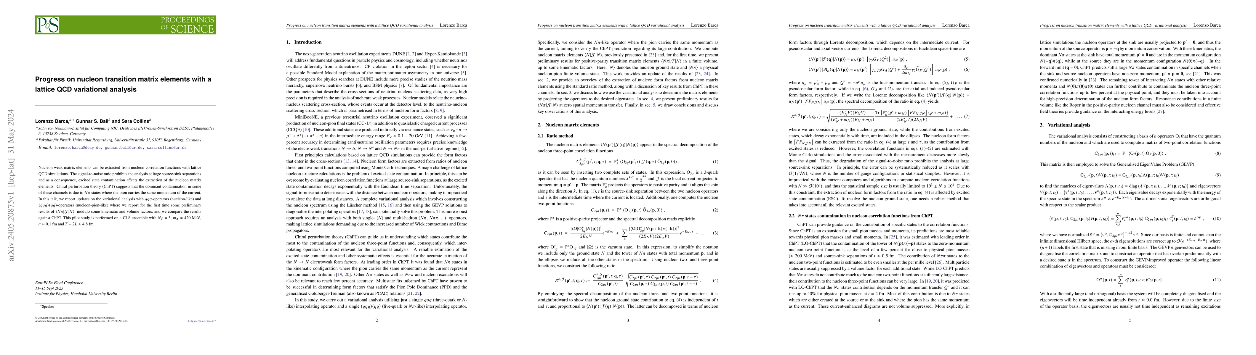 Thumbnail for Progress on nucleon transition matrix elements with a lattice QCD
  variational analysis