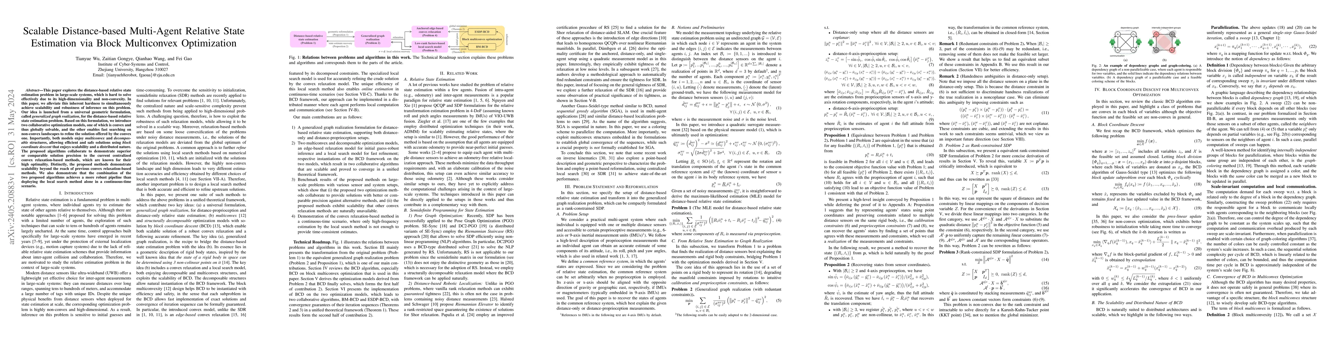 Thumbnail for Scalable Distance-based Multi-Agent Relative State Estimation via Block
  Multiconvex Optimization