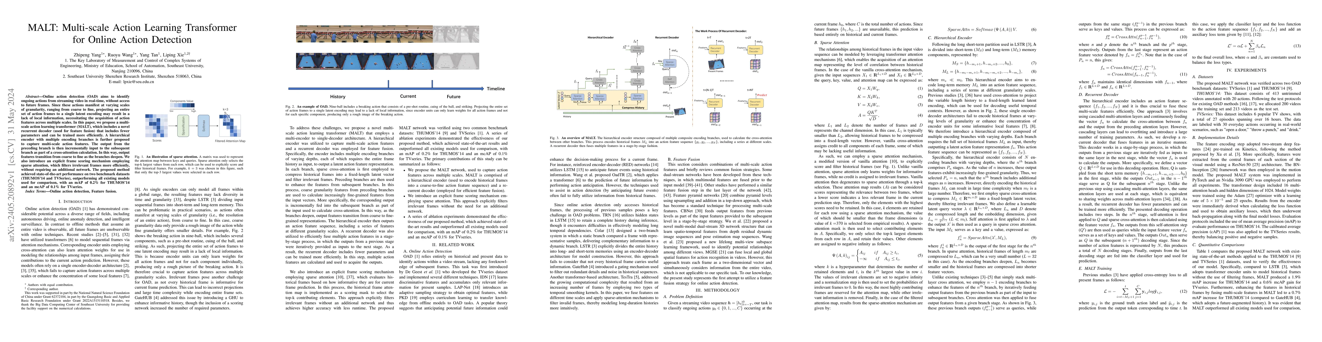 Thumbnail for MALT: Multi-scale Action Learning Transformer for Online Action
  Detection