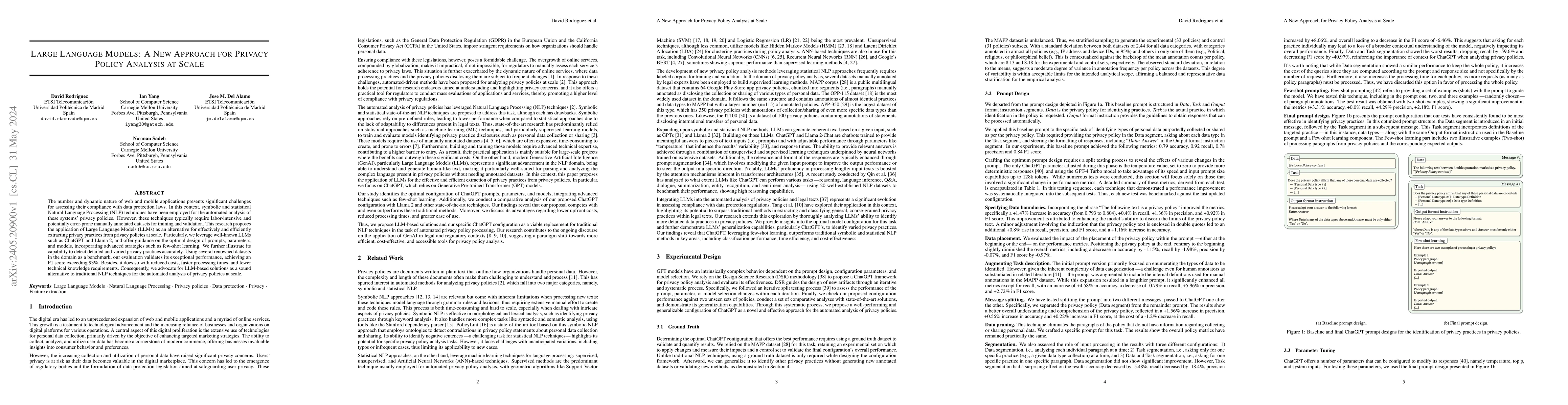 Thumbnail for Large Language Models: A New Approach for Privacy Policy Analysis at
  Scale