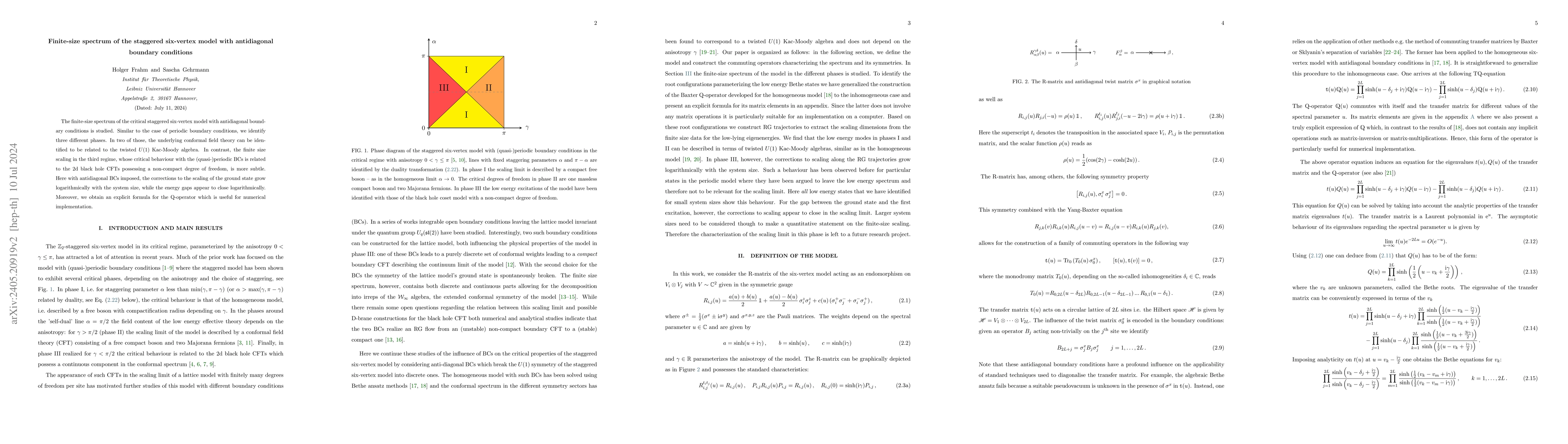 Thumbnail for Finite-size spectrum of the staggered six-vertex model with antidiagonal
  boundary conditions