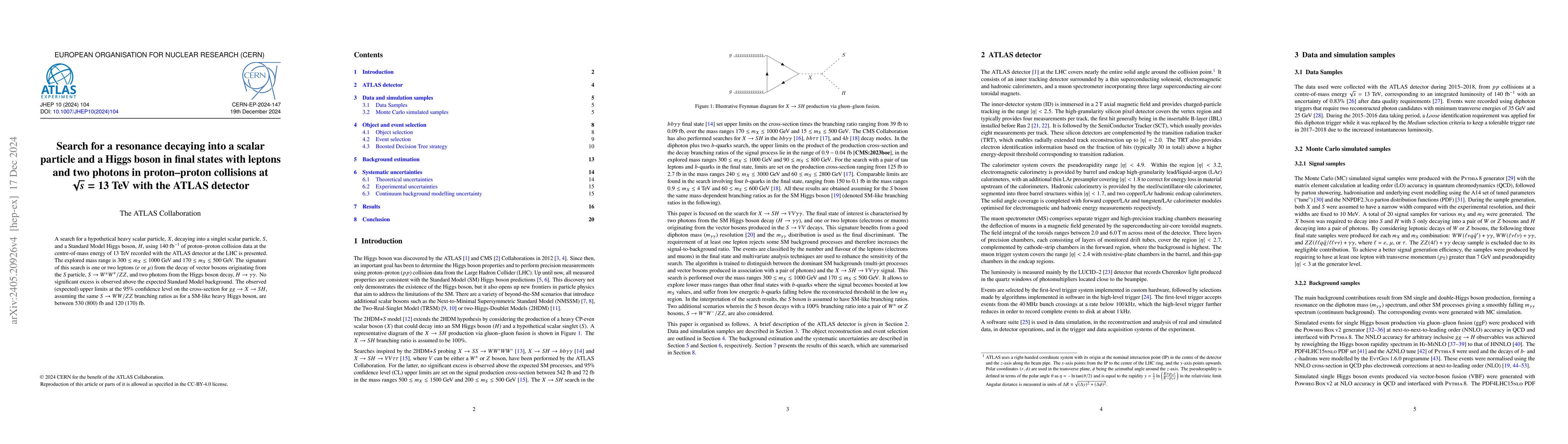 Thumbnail for Search for a resonance decaying into a scalar particle and a Higgs boson
  in final states with leptons and two photons in proton-proton collisions at
  $\sqrt s=13$ TeV with the ATLAS detector