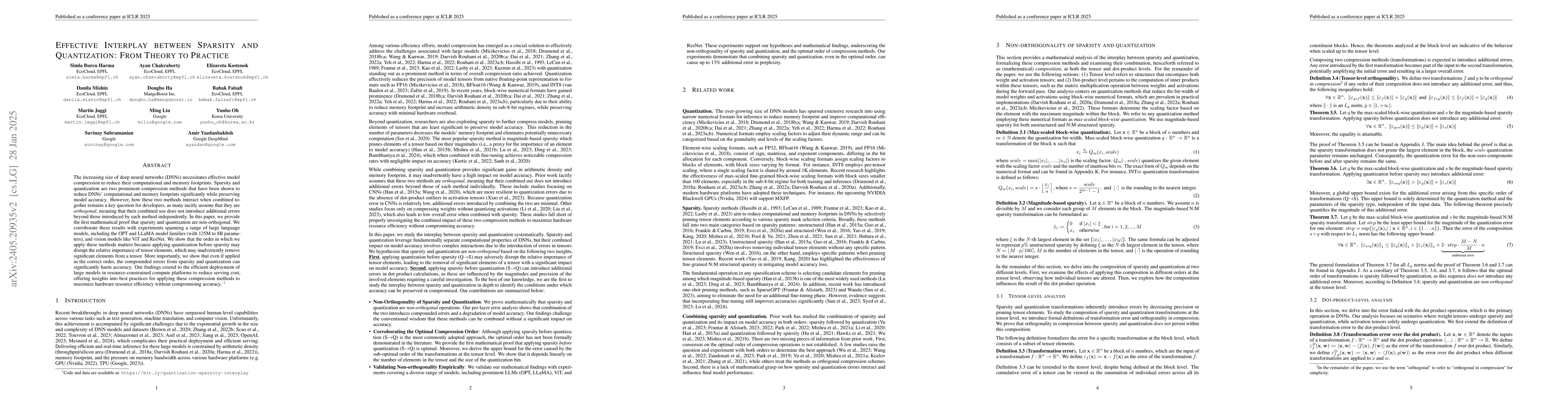 Thumbnail for Effective Interplay between Sparsity and Quantization: From Theory to
  Practice