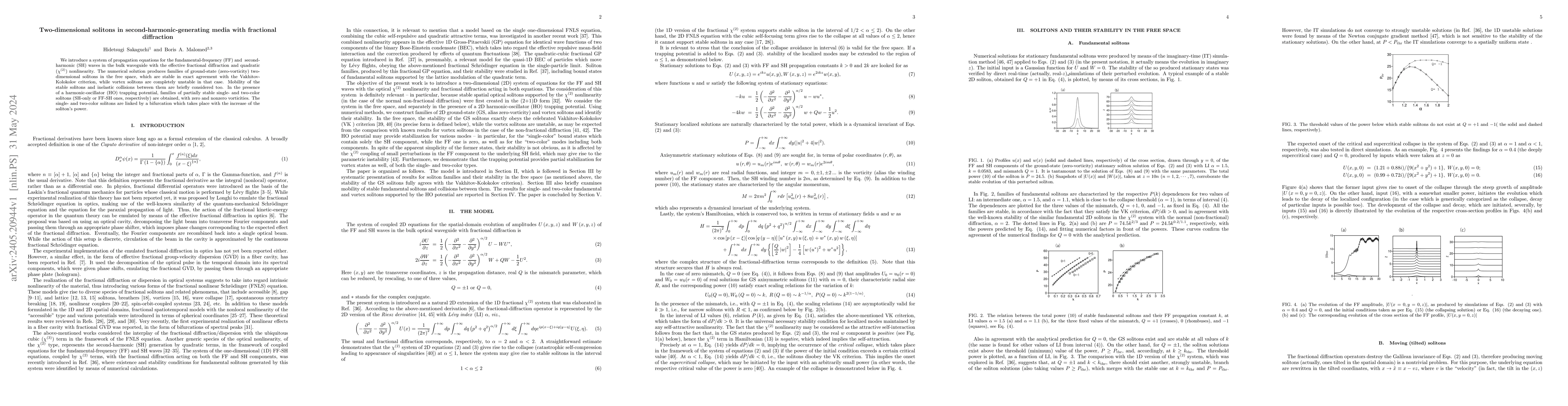 Thumbnail for Two-dimensional solitons in second-harmonic-generating media with
  fractional diffraction