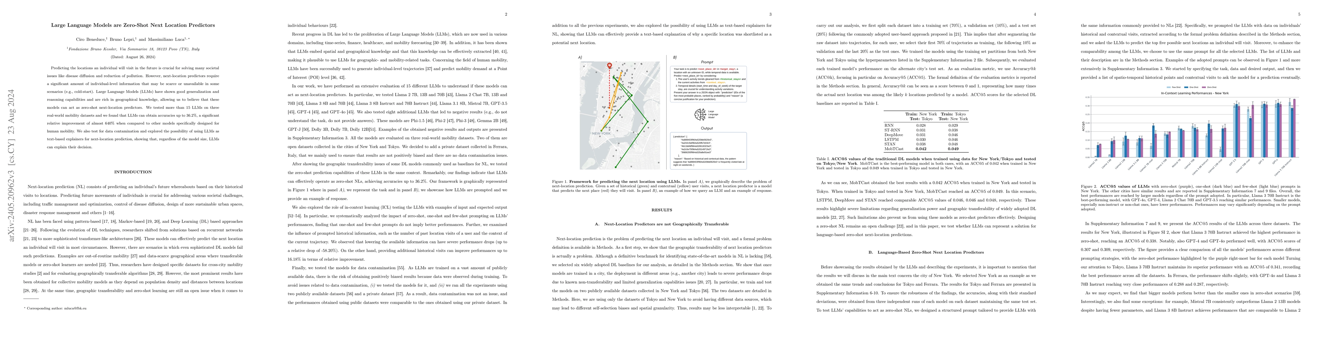 Thumbnail for Large Language Models are Zero-Shot Next Location Predictors