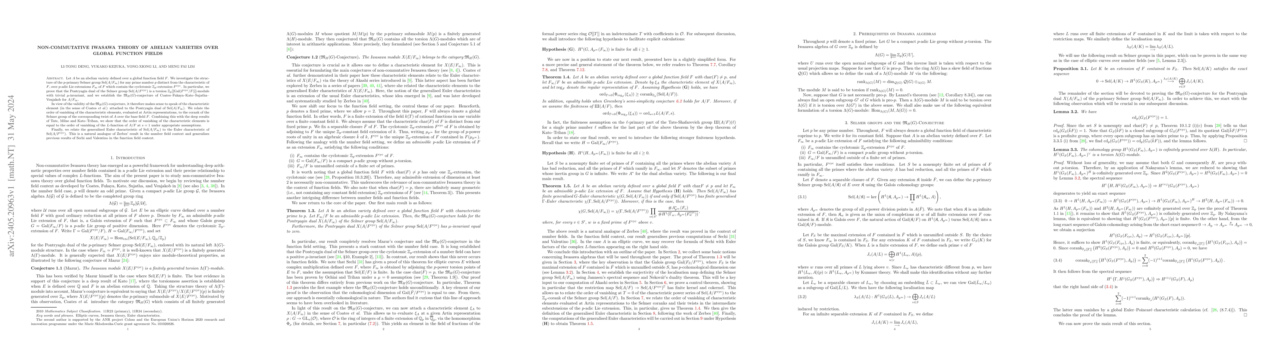 Thumbnail for Non-commutative Iwasawa theory of abelian varieties over global function
  fields