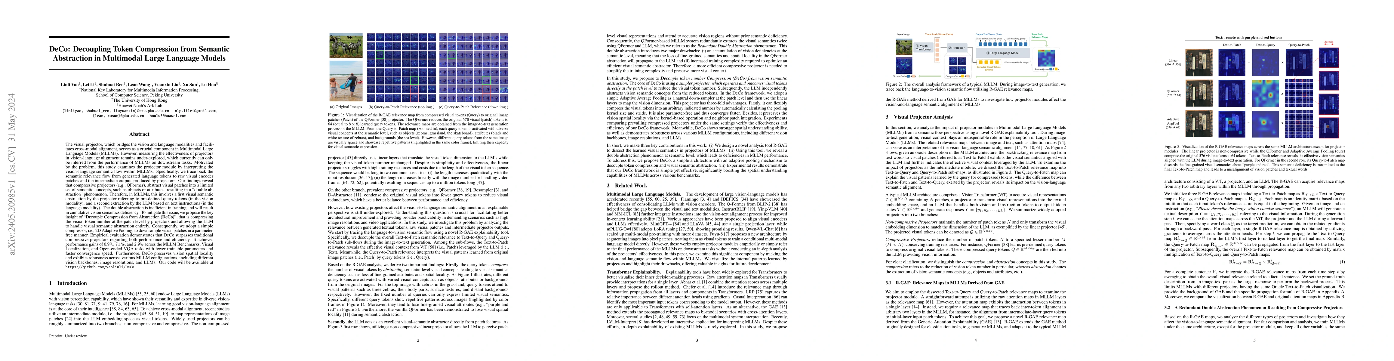 Thumbnail for DeCo: Decoupling Token Compression from Semantic Abstraction in
  Multimodal Large Language Models