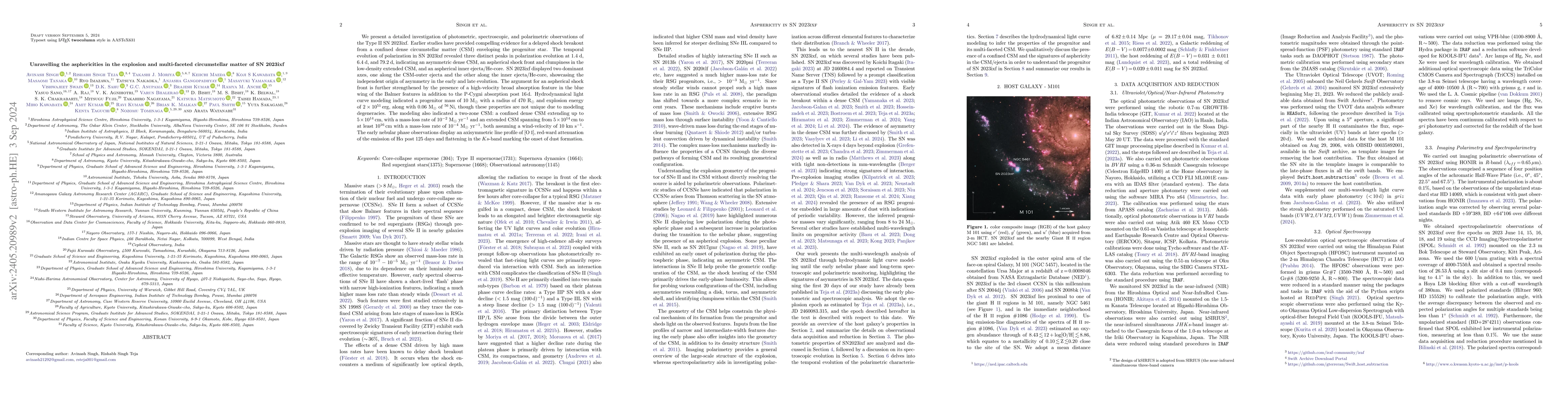 Thumbnail for Unravelling the asphericities in the explosion and multi-faceted
  circumstellar matter of SN 2023ixf
