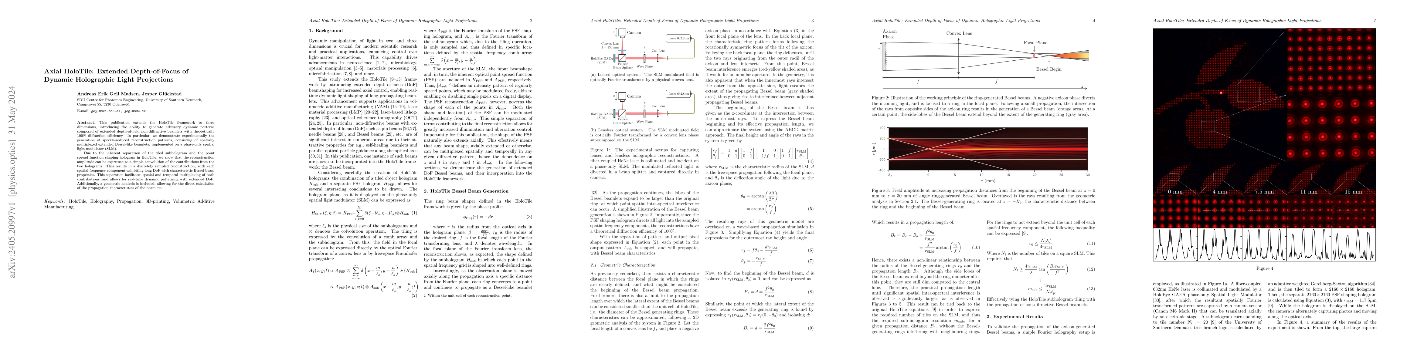 Thumbnail for Axial HoloTile: Extended Depth-of-Focus of Dynamic Holographic Light
  Projections