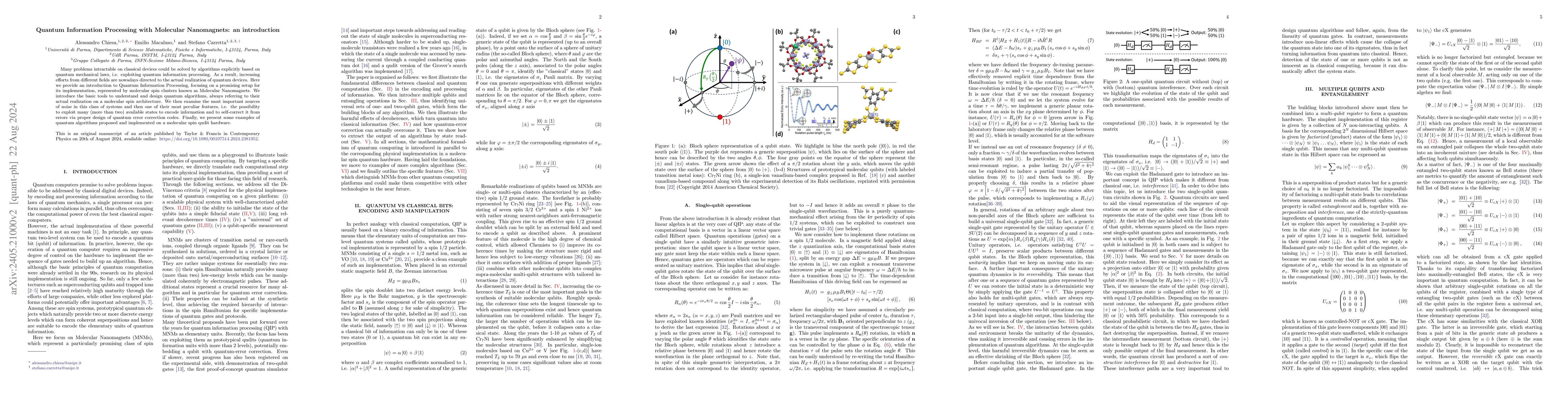 Thumbnail for Quantum Information Processing with Molecular Nanomagnets: an
  introduction
