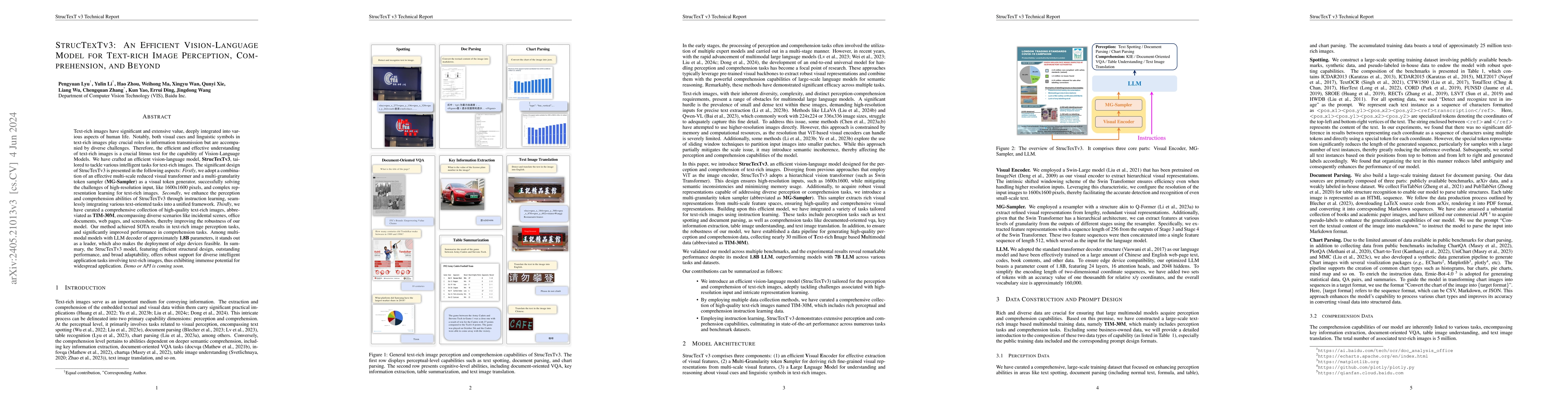 Thumbnail for StrucTexTv3: An Efficient Vision-Language Model for Text-rich Image
  Perception, Comprehension, and Beyond