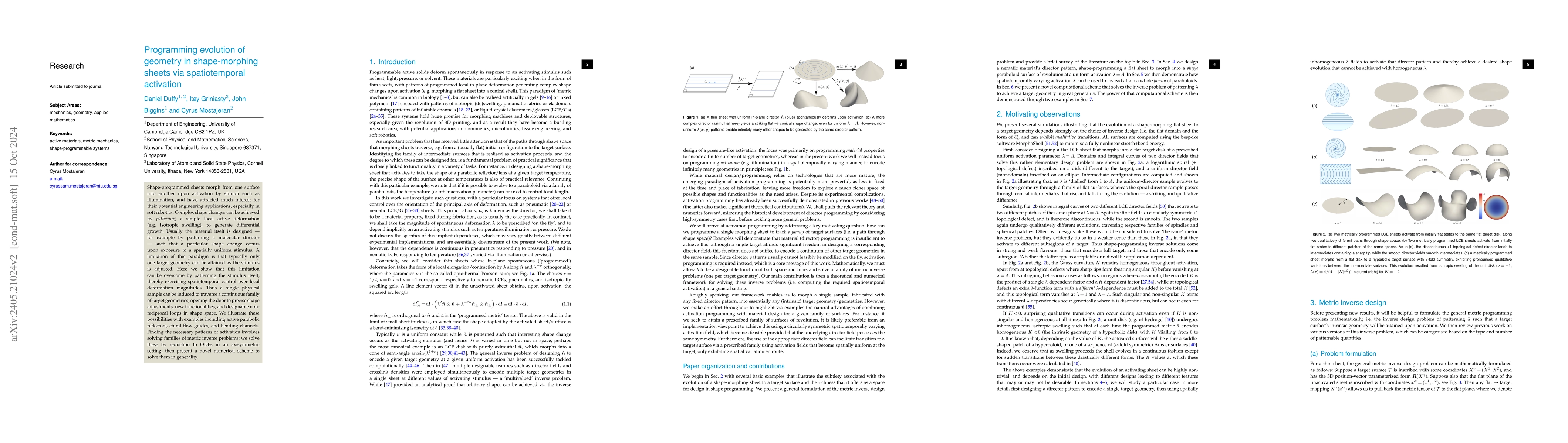 Thumbnail for Programming evolution of geometry in shape-morphing sheets via
  spatiotemporal activation