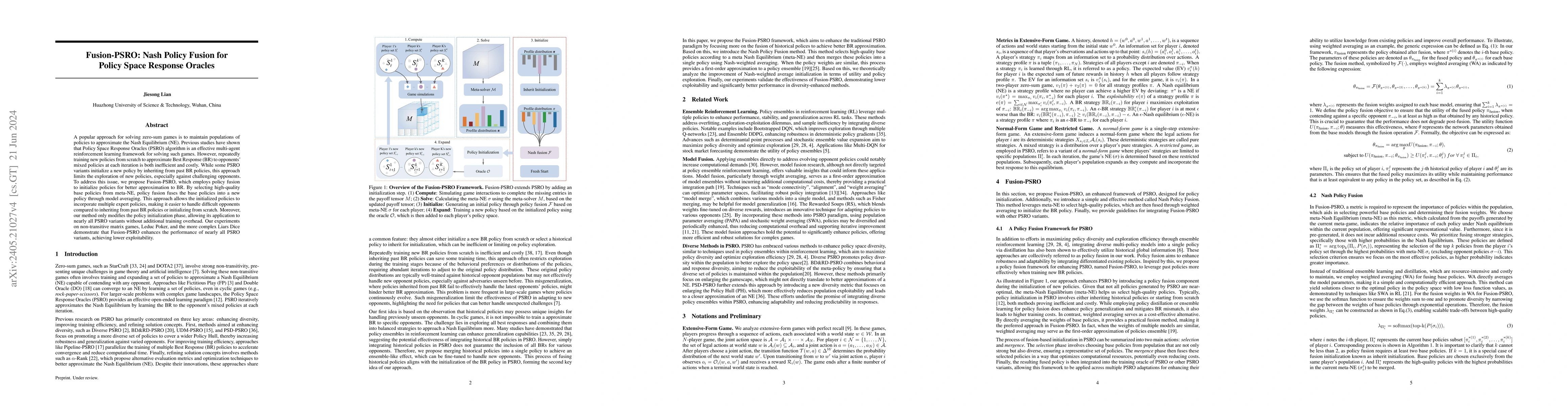 Thumbnail for Fusion-PSRO: Nash Policy Fusion for Policy Space Response Oracles