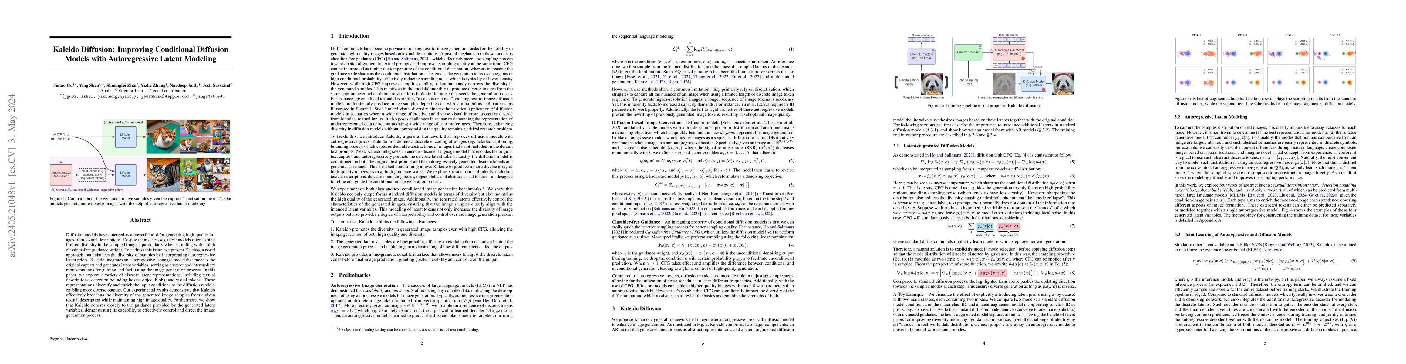 Thumbnail for Kaleido Diffusion: Improving Conditional Diffusion Models with
  Autoregressive Latent Modeling