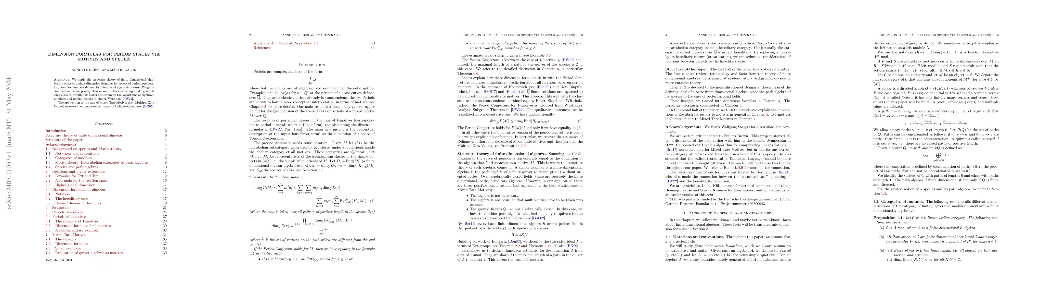 Thumbnail for Dimension formulas for period spaces via motives and species
