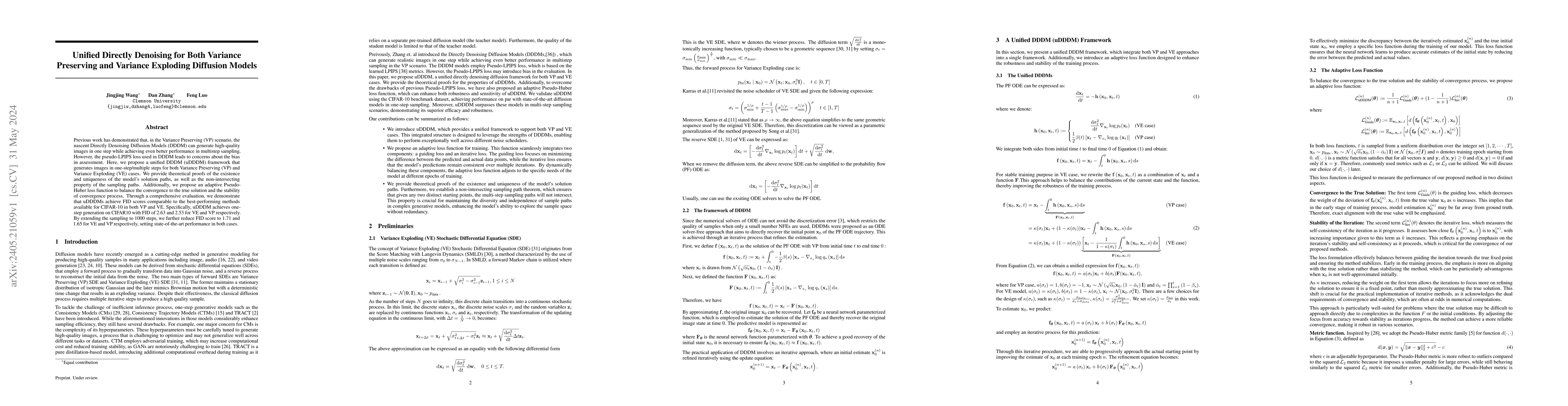 Thumbnail for Unified Directly Denoising for Both Variance Preserving and Variance
  Exploding Diffusion Models