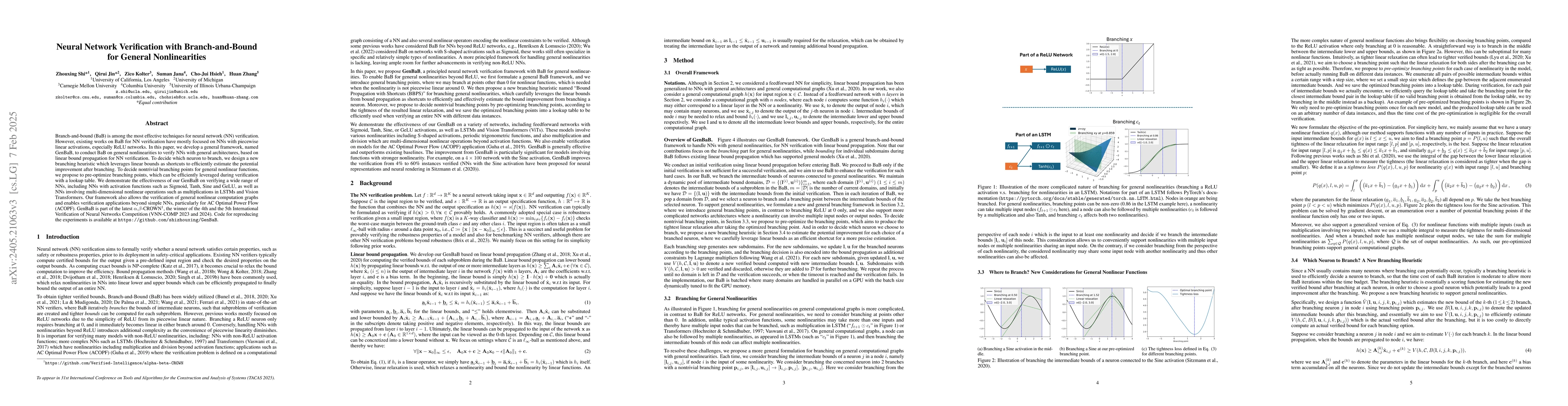 Thumbnail for Neural Network Verification with Branch-and-Bound for General
  Nonlinearities