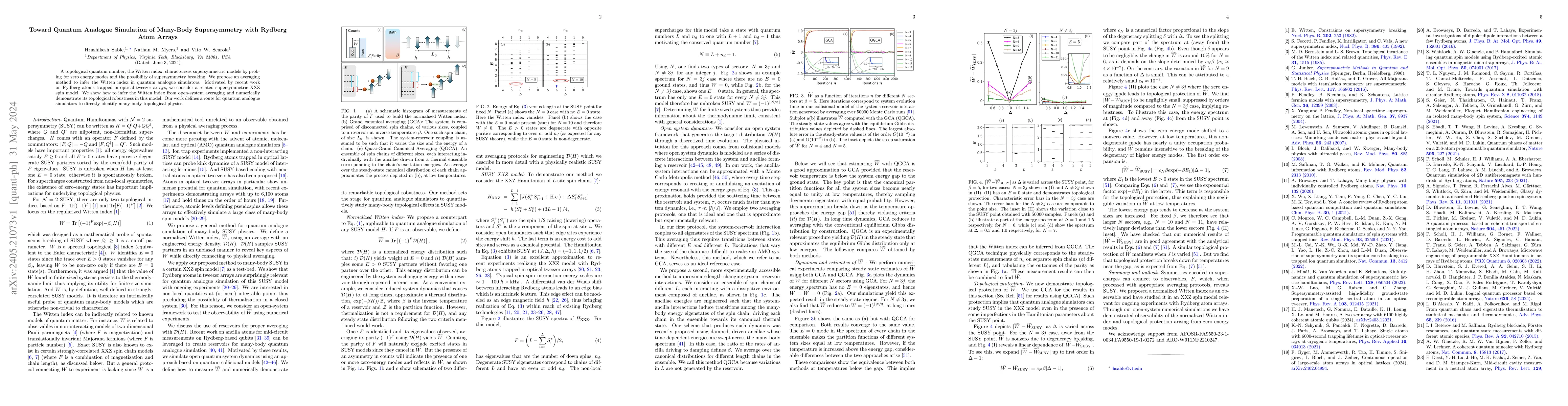 Thumbnail for Toward Quantum Analogue Simulation of Many-Body Supersymmetry with
  Rydberg Atom Arrays