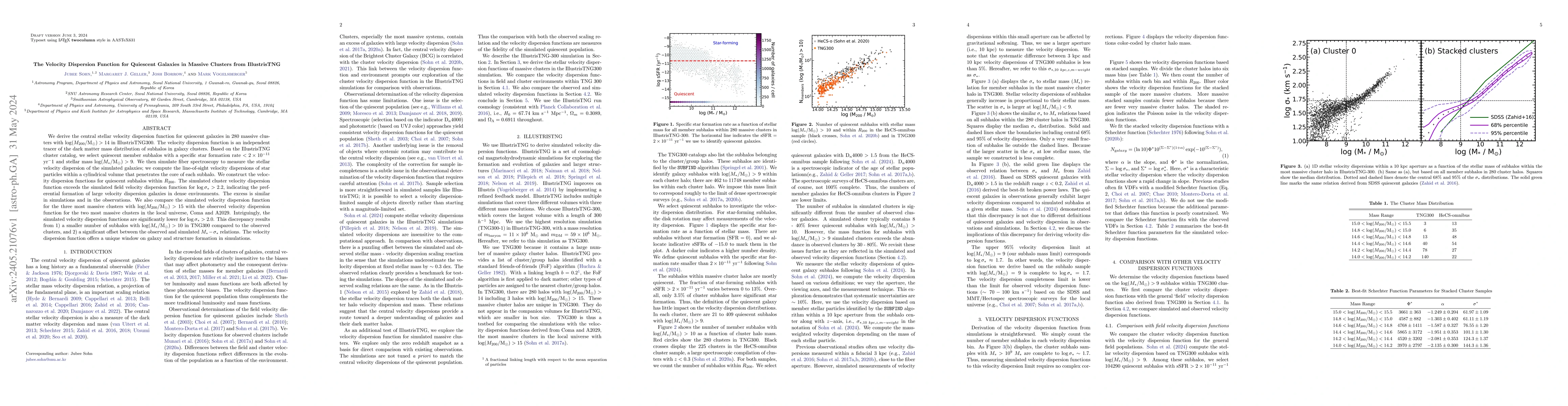 Thumbnail for The Velocity Dispersion Function for Quiescent Galaxies in Massive
  Clusters from IllustrisTNG