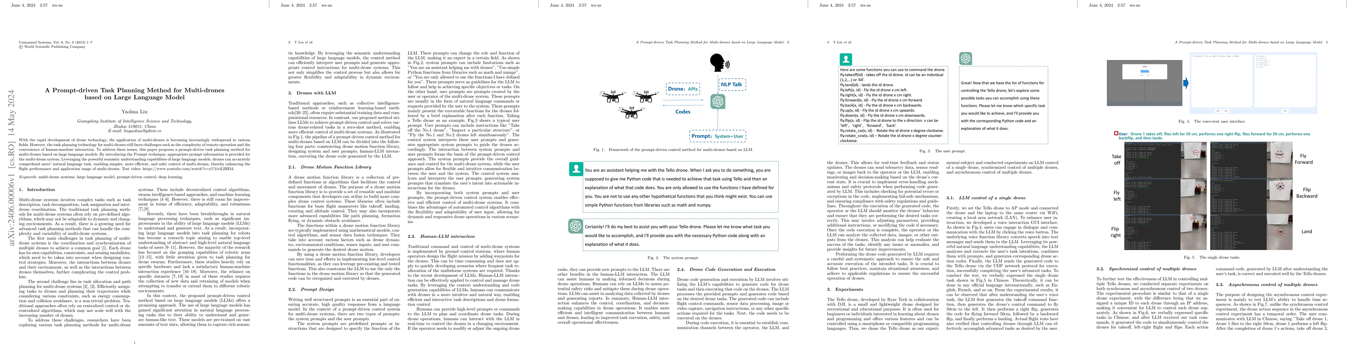 Thumbnail for A Prompt-driven Task Planning Method for Multi-drones based on Large
  Language Model