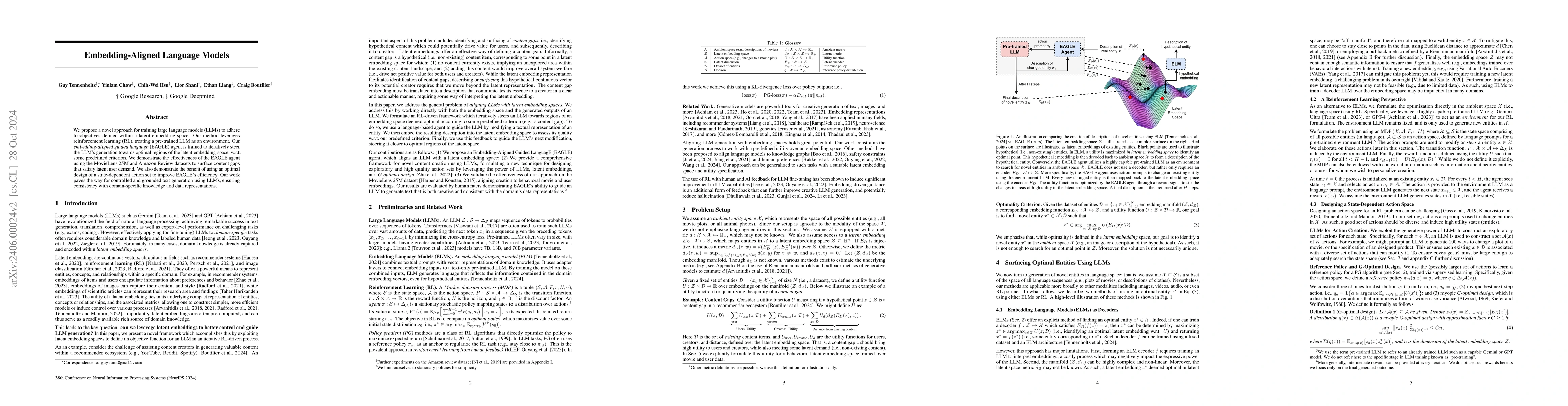 Thumbnail for Embedding-Aligned Language Models