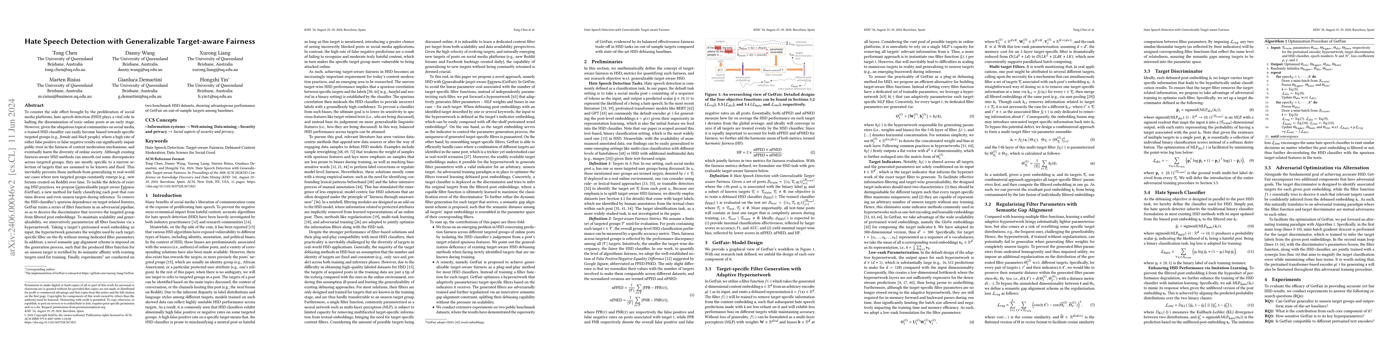 Thumbnail for Hate Speech Detection with Generalizable Target-aware Fairness