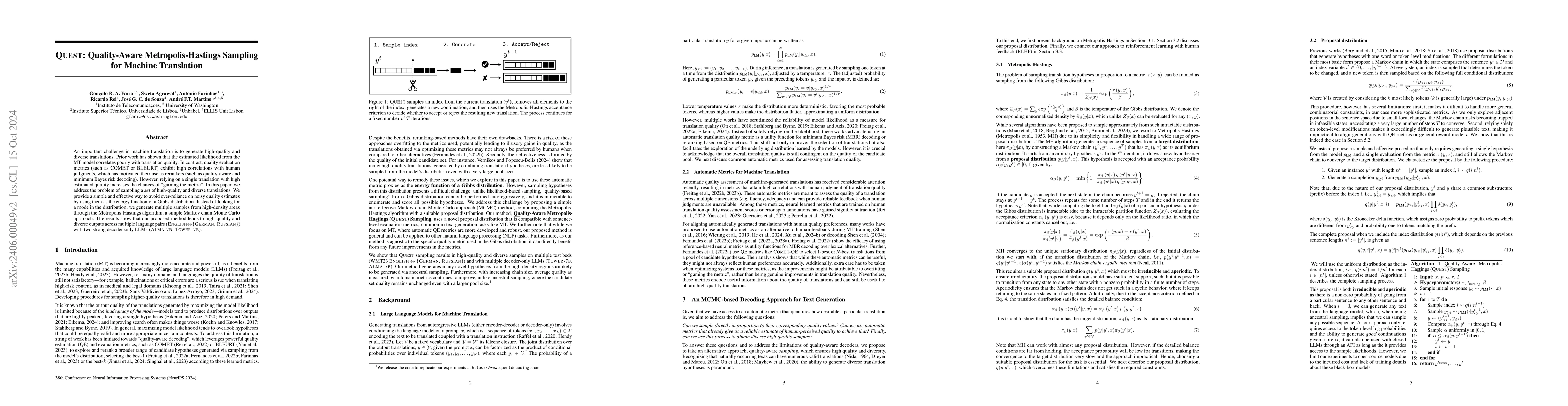 Thumbnail for QUEST: Quality-Aware Metropolis-Hastings Sampling for Machine
  Translation