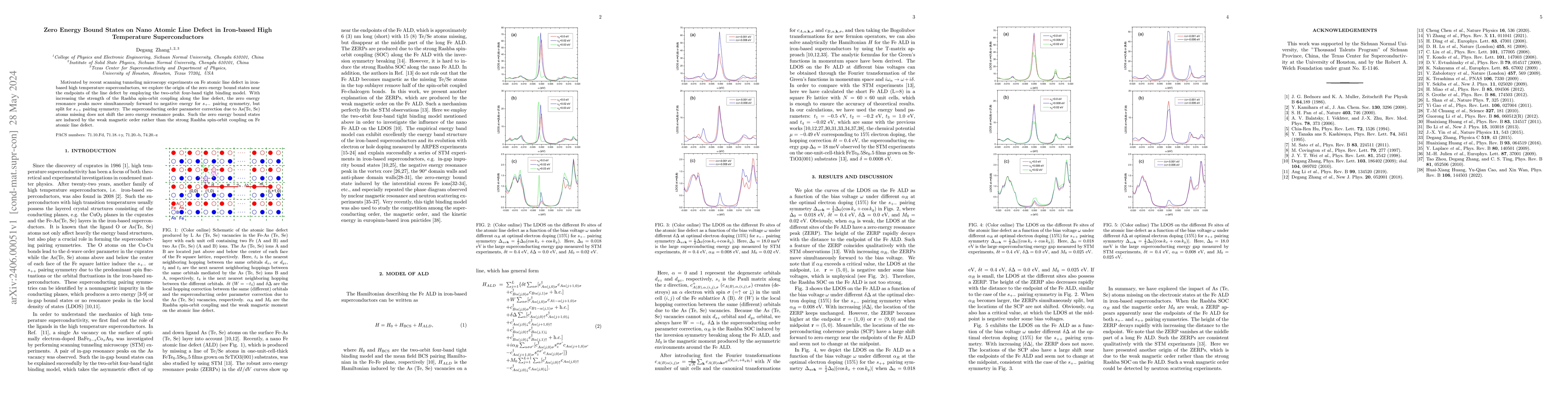 Thumbnail for Zero Energy Bound States on Nano Atomic Line Defect in Iron-based High
  Temperature Superconductors