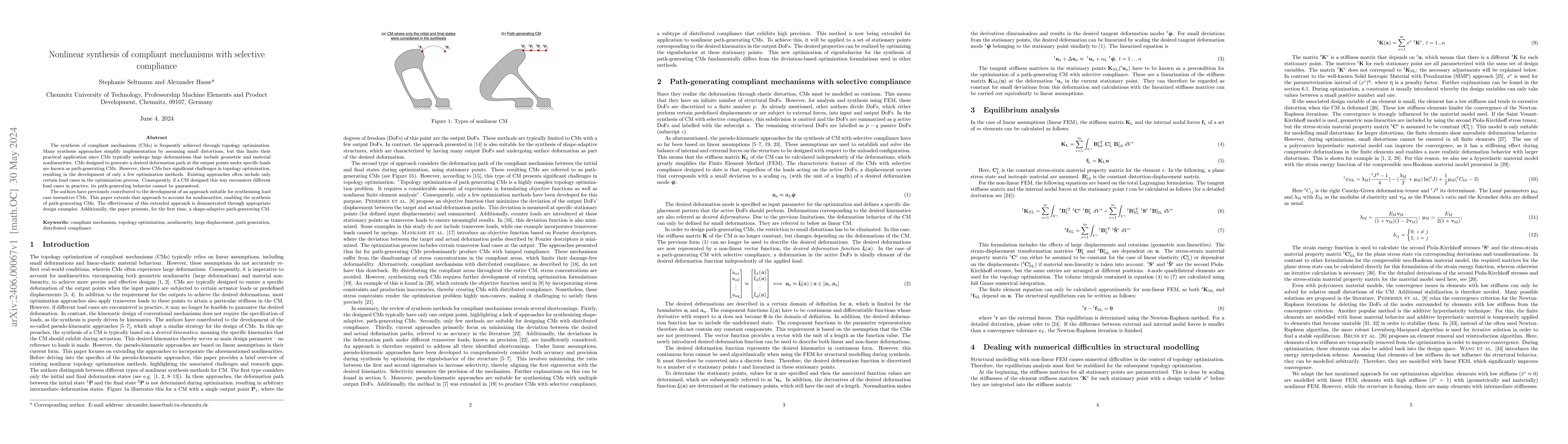 Thumbnail for Nonlinear synthesis of compliant mechanisms with selective compliance