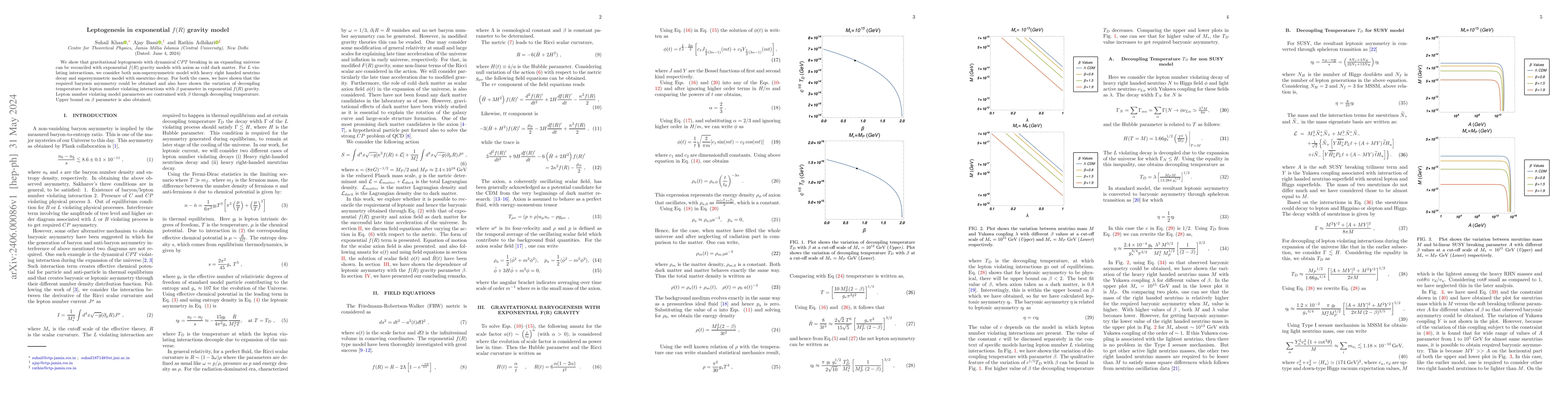 Thumbnail for Leptogenesis in exponential $f(R)$ gravity model