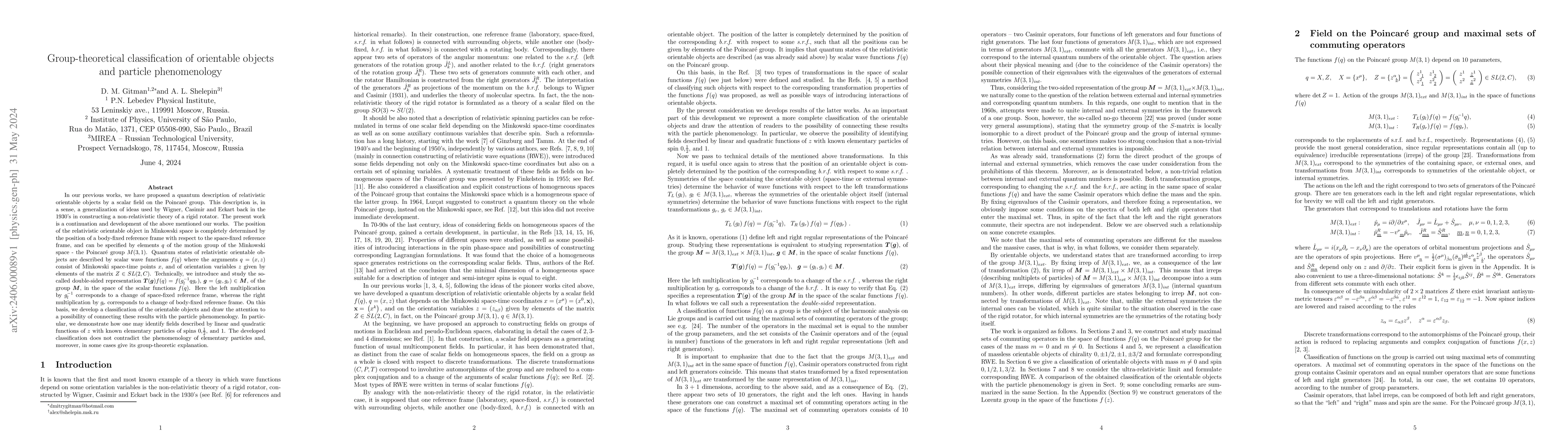 Thumbnail for Group-theoretical classification of orientable objects and particle
  phenomenology