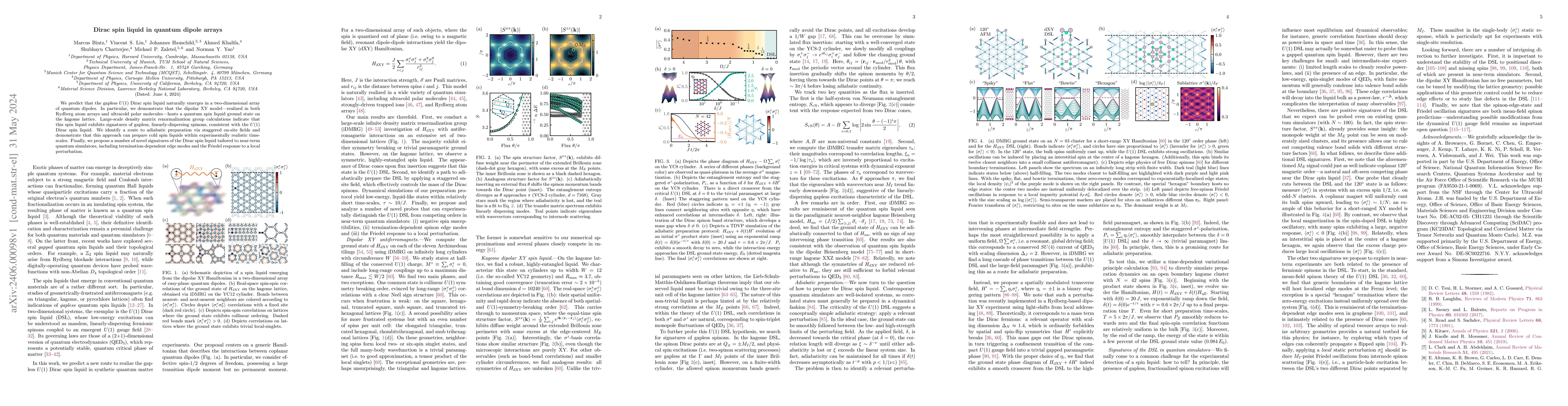Thumbnail for Dirac spin liquid in quantum dipole arrays